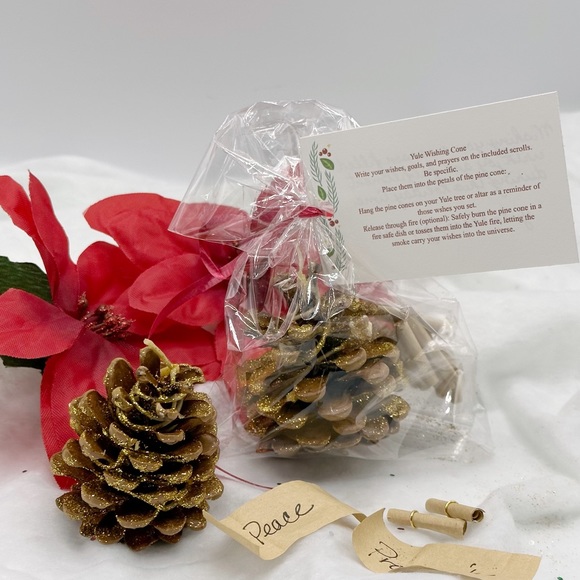 Yule Wishing Blessing Intention Pine Cone Fire Starter Celebration Holiday Decor - Picture 1 of 6